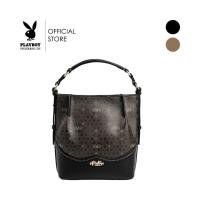 ราคา PLAYBOY รุ่น Mayya กระเป่าสะพายข้างผู้หญิง รหัสST-B252PB611 ดีไซน์ทรงถังลายMonogram Logo Brand มี2สี (29330651057)