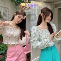 ราคา Vogueพร้อมส่ง เสื้อแขนยาวเปิดไหล่ลายดอกไม้ ผ้าชีฟอง (72031) -C (23453863935)