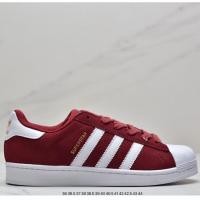 ราคา ♞,♘,♙Adidas Superstar รองเท้าหนังหุ้มข้อ พื้นกลาง ยืดหยุ่นสูง สีแดง ด้านหน้า และด้านหลัง (24626893452)