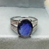 ราคา ไพลินแท้ 5.9 กะรัต ประดับเพชรcz ตัวเรือนเงินแท้ (15102397237)