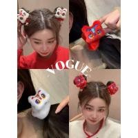ราคา Vogueพร้อมส่ง ยางมัดผมมัดผม ตรุษจีน ลายสิงโตตอนรับ สีขาวแดง (TM-13) (28423743564)