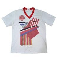 ราคา HUMMEL เสื้อแขนสั้น คอวี ผ้ากีฬา ฮัมเมล วินเทจ สีขาวแดง อกหน้าผ้า 42-44" มือสอง (40701513577)