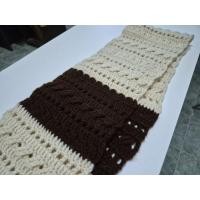 ราคา ผ้าพันคอ (Scarf) ผ้าพันคอไหมพรม สลับสี (สีครีมและน้ำตาลเข้ม) มือสอง (53802731663)