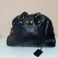 ราคา กระเป๋ามือสอง ของแท้ YVES SAINT LAURENT Muse Leather Hand Bag Black Gold สภาพดี (26577217964)