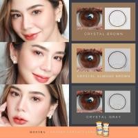 ราคา คอนแทคเลนส์(กลาง) Crystal Almond Brown / Brown / Gray (Montra) ⭐️ลายฮิต ขายดีมาก กรองแสงกันยูวี (25761508916)