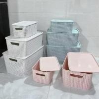 ราคา ตะกร้าเก็บของพลาสติกพร้อมฝาปิด พลาสติกเวียดนามญี่ปุ่นแท้ ชิปู บ้าน ถาดหวายสี่เหลี่ยม (41713502474)