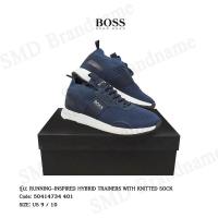 ราคา HUGO BOSS รองเท้าผ้าใบผู้ชาย รุ่น RUNNING-INSPIRED HYBRID TRAINERS WITH KNITTED SOCK Code: 50414734 401 (12094446256)