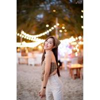 ราคา เสื้อเกาะอกผูกหลังสีน้ำตาล ลายdiorพร้อมผ้าโพกหัว (6475673742)