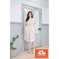 ราคา MM-CREAM LONG DRESS เดรสคอกลม แขนยาว มีกระดุมหลังคอ เนื้อผ้าใส่สบาย สีครีม แต่งลายเส้น มีกระเป๋าล้วงทั้งสองด้าน (18910111749)