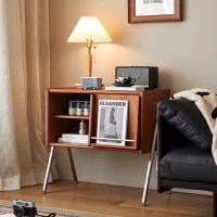 ราคา ชั้นวางนิตยสารไม้เนื้อแข็งสไตล์อเมริกัน ดีไซน์วินเทจ 4 ชั้น ใช้เป็นโต๊ะข้างเตียงก็ได้ (47155343643)