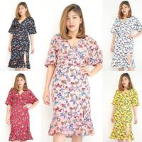 ราคา เดรสลายดอก อก 42-46 สาวอวบใส่สวย มีสีดำ (1938617633)