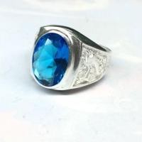 ราคา แหวนเงินแท้ฟ่าTopazแกะลายมังกร (4748762117)