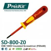 ราคา ProsKit SD-800-Z0 VDE 1000V ไขควงหุ้มฉนวน - PZ0 x 60 (15298842312)