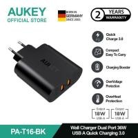 ราคา Aukey PA-T16-BK Dual Port USB Charger A 3.0 36W Quick Charge (57400650373)