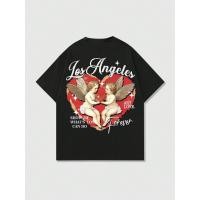 ราคา เสื้อยืดแขนสั้นพิมพ์ลายหัวใจ Street Life สำหรับผู้ชาย พร้อมกราฟิก XOXO/Kiss/Cupid/Angel/Heart (29033018977)