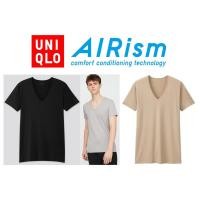 ราคา เสื้อ UNIQLO AIRism MEN คอวี / สีเทา สีดำ สีเบจ (ของแท้) (8423934827)