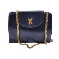 ราคา กระเป๋าสะพายหนังแท้ Paloma Picasso black leather Gold chain Purse Evening Bag ITALY❤️สินค้าแบรนด์แท้มือสอง (24615497793)