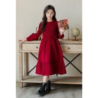 ราคา ชุดเดรสพรีเมี่ยมสีแดง เดรสกระโปรงสีแดงเด็กโต Christmas dress ชุดคริสมาสสีแดงแขนยาว **PREMIUM DRESS** (29218587302)