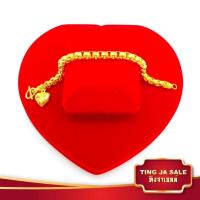 ราคา สร้อยข้อมือ ลายบล็อก ตัดลายดอกจิก ห้อยหัวใจ น้ำหนัก 2บาท ยาว7นิ้ว งานเคลือบแก้ว เศษทองเยาวราช (7896446665)