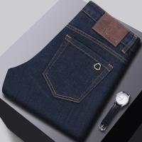 ราคา MONCLER2580 Business Casual Jeans Mid-Waist Straight Slim-Fit Stretch (45254122179)