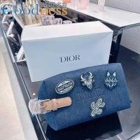 ราคา เคาน์เตอร์ในประเทศ Dior Denim Navy Blue Cosmetic Bag Mens Wash Bag Clutch Simple (49253456361)