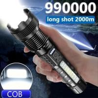 ราคา USB Rechargeable High Power Led Flashlight Very Strong Led Flashlight with Side Light Torch for Outdoor Emergency Campin (27012510612)
