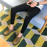 ราคา กางเกงยีนส์((ยืดแฟชั่นขาดเข่า))ทรงเดฟสกินนี่.สีดำลายใหม่ขาด8จุด.ข้างละ4จุด.สวยเท่ใส่สบาย (8251096351)