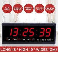 ราคา ราคาส่ง นาฬิกาดิจิตอล HB-4819 นาฬิกาติดผนัง LED Number Clock ขนาด 48x18.5x5cm. รุ่น HฺB-4819 ตัวเลขสีแดง (10706890565)