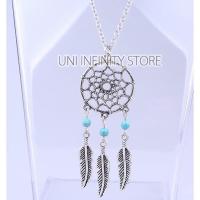 ราคา JWNE0026 Dreamcatcher สร้อยคอสําหรับผู้ชายและผู้หญิงสามลูกปัด Dream Catcher สร้อยคอ (40705730833)