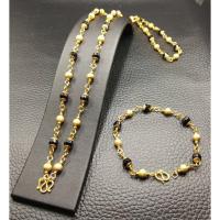 ราคา ชุดสร้อยคอ+ข้อมือสีทองเม็ดนิลสลับเม็ดมะยมพ่นทราย งานปราณีตสวยมาก ยาว 24 นิ้ว สวมหัวได้ N1264/N1355 (4447238577)