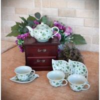 ราคา เซทน้ำชา พิพม์ลายใบไม้สีเขียว #ชุดถ้วยชา #ถ้วยกาแฟ #ชุดชาวินเทจ #แก้วกาแฟ #กาน้ำชา #ชุดชาอังกฤษ ชุดแก้วกาแฟ (24219873293)