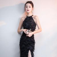 ราคา แฟชั่นชุดราตรีหางปลาระเบิดอารมณ์งานเลี้ยงหญิงสีดำเซ็กซี่เชือกแขวนคอยาวชุดโฮสต์ดาราดังระดับไฮเอนด์และบาง (9047514249)