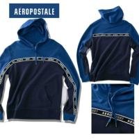 ราคา Aeropostale Tape List Logo เสื้อแจ็คเก็ตสเวตเตอร์มีฮู้ดสีกรมท่าสีน้ําเงิน (27265235326)