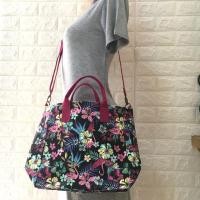 ราคา Newกระเป๋าถือ คล้องแขน สะพายไหล่ ลายนกฟามิงโก้ สีดำ บานเย็น สายสีบานเย็นเข้ม พร้อมส่ง งาน Diy (2421672675)
