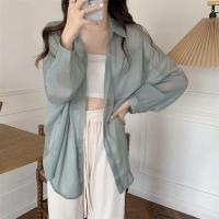 ราคา aililai1688 เสื้อเชิ้ตแขนยาว ผ้าซีทรูบางๆ สีเขียวหม่น ดีไซน์สวยหรู เรียบง่าย สไตล์ลูกคุณหนู พร้อมส่ง (24281203311)
