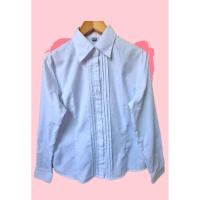 ราคา F910เสื้อเชิ๊ตสีขาวใส่ทำงานลายทางตีเกล็ดด้านหน้า (40401770389)