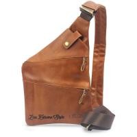 ราคา Mens Genuine Cowhide SUPER SLIM Chest Bag Pack + CUSTOM LASER ENGRAVING Police Code New Tan (52852175457)