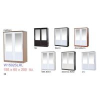 ราคา ▪️ บานเลื่อน กระจก2บาน ▪️ตู้เสื้อผ้า5ฟุต สูง200ซม.รุ่นW1502SLRL(ตู้เสื้อผ้า150ซม.)(สินค้าแพ็คกล่อง) (4316736255)