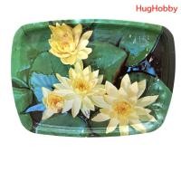 ราคา [มือ2] งานเก่ายุค 70s ถาดสังกะสี ELITE TRAY ลายดอกบัวสีขาว ความยาว 38cm (Made in England) (27512089763)