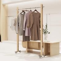 ราคา ขาตั้งจอแสดงผล แสดงผลด้วยล้อร้านขายเสื้อผ้าร้าน ผู้ซื้อ ชั้นวางสแตนเลสของผู้หญิงทุ่มเทไม้แขวนเสื้อมือถือตั้งพื้น NN2X (40527393685)