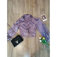 ราคา เสื้อครอปผ้าซาติน Size S ชายขนฟรุ้งฟริ้ง (23842379850)