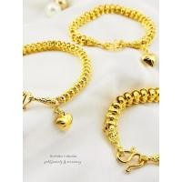ราคา สร้อยข้อมือลายเม็ดข้าวโพดห้อยหัวใจหุ้มทองคำแท้หนาพิเศษเกรดพรีเมี่ยม (นน.1 บาท) (44452494359)