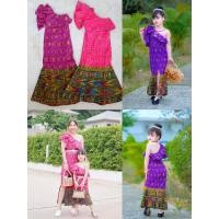 ราคา พร้อมส่ง ชุดไทยเด็กสีม่วง ชุดไทยเดรสยาว ชุดไทยคู่แม่ลูก (22072593589)