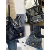 ราคา CHANEL 25C Black Gold Tote Bag Lambskin Gold Metal Diamond Pattern Quilted Leather Wear Chain Shoulder Handbag Womens Black Lucky Bag Large (58054437862)