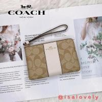 ราคา Isa Lovely Shop COACH F58035 CORNER ZIP WRISTLET IN SIGNATURE CANVAS IM/LIGHT KHAKI CHALK (25476976094)