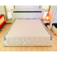 ราคา ผ้าห่ม หรือผ้าปูรองนอน/โซฟา ขนาด 5-5.5ฟุต สีน้ำตาลปักลายวินเทจทั้งผืน ยี่ห้อ JAJU มือสองขายตามสภาพ เกาหลีแท้ (29584184833)