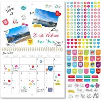 ราคา ปฏิทินติดผนังสมุดเปล่า, ปฏิทินพันเกลียวแขวนรายเดือน, DIY เปล่า Calender พร้อมสติ๊กเกอร์ 400 ดวงสําหรับสํานักงาน, บ้าน, เด็ก, ผู้ใหญ่ (12 x 9 แบบปิด,18 x 12 แบบเปิดขนาด) (53551894013)