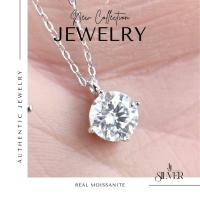 ราคา สร้อยคอเพชรโมอีสซาไนท์แท้ เงินแท้ จี้เพชรโมอีส 2 กะรัต (41514917577)