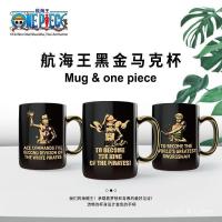 ราคา One Piece ของแท้ One Piece แก้วสีดําทองถ้วยกาแฟอะนิเมะอุปกรณ์ต่อพ่วงของที่ระลึก Luffy ถ้วยเซรามิคถ้วยน้ํา (57401952705)