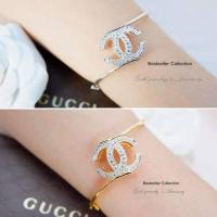 ราคา กำไลข้อมือทองฝังเพชร CZ แท้ ดีไซน์ชุบทอง 5 ไมครอน (2360741595)